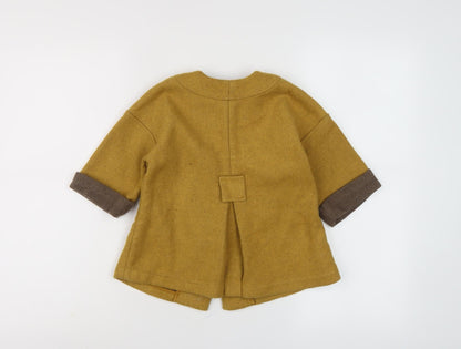 Back view of Zara girls’ brown wool basic coat, size 2-3, years