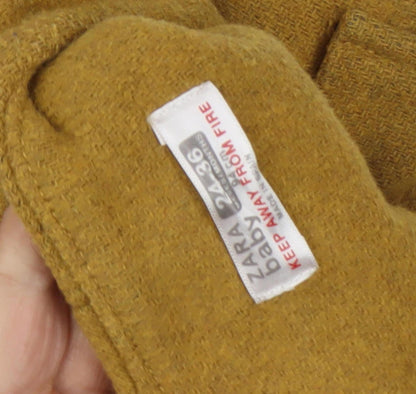 Close-up detail of Zara girls’ brown wool basic coat, size 2-3, years