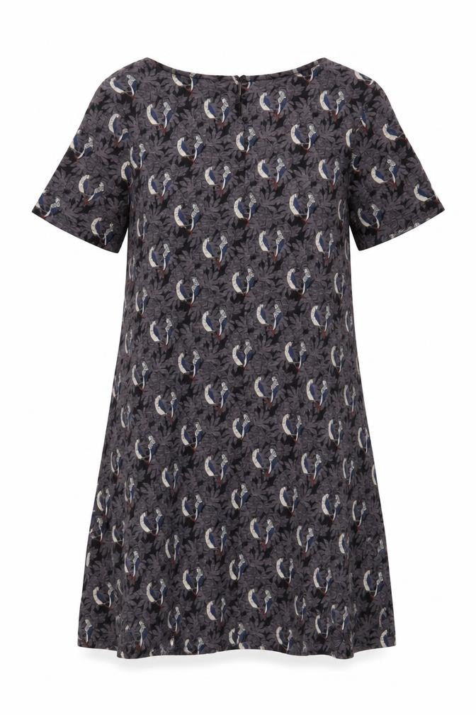 Fat Face Women's Grey Animal Print Shift Dress Size 12