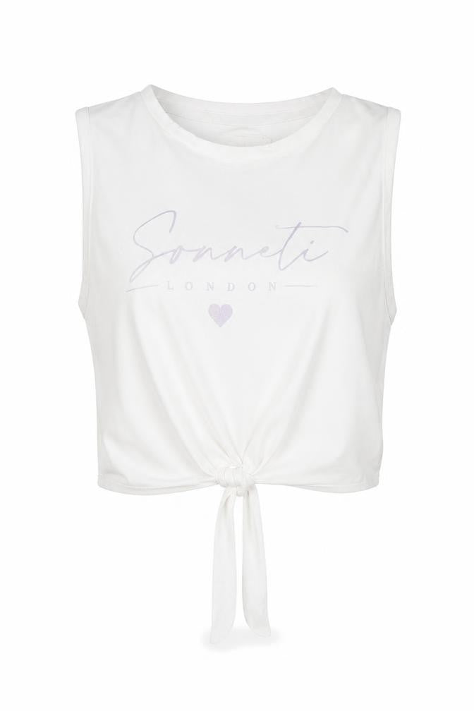 Sonneti Teens White Cropped Tank for Summer Casual Wear
