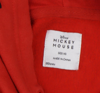 Preloved Disney Unisex Red Mickey Mouse XS Pullover Hoodie - Detail