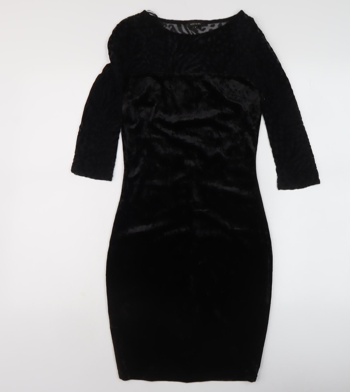 River Island Women's Black Bodycon Dress, Size 8