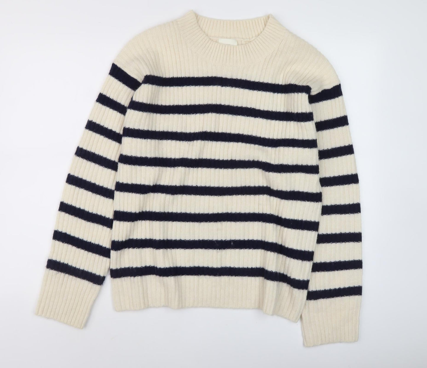 H&M Women's Ivory Striped Medium Pullover Jumper