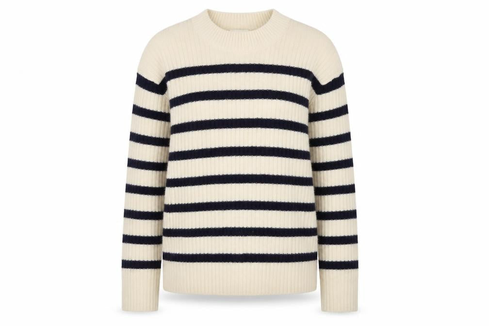 H&M Women's Ivory Striped Medium Pullover Jumper
