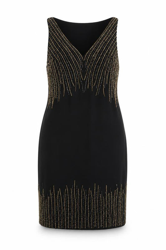 Promod Women's Black Beaded Sleeveless Cocktail Dress