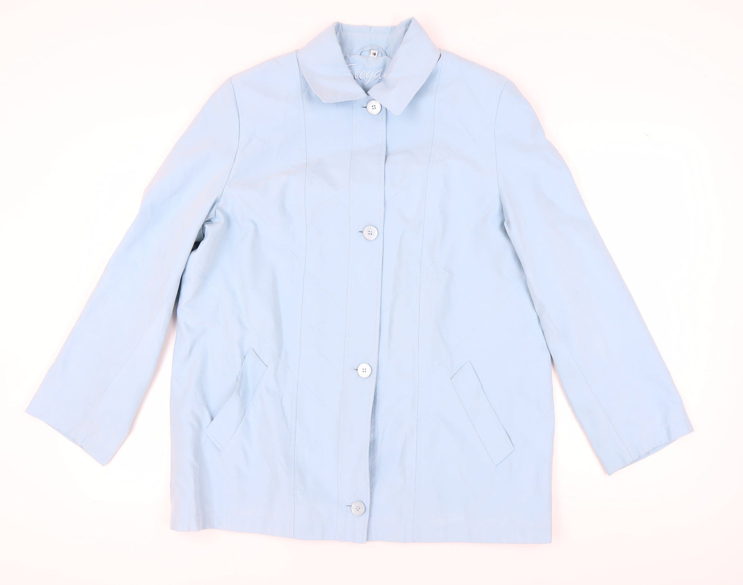 Eleganzé Women's Blue Button-Up Coat Size 18