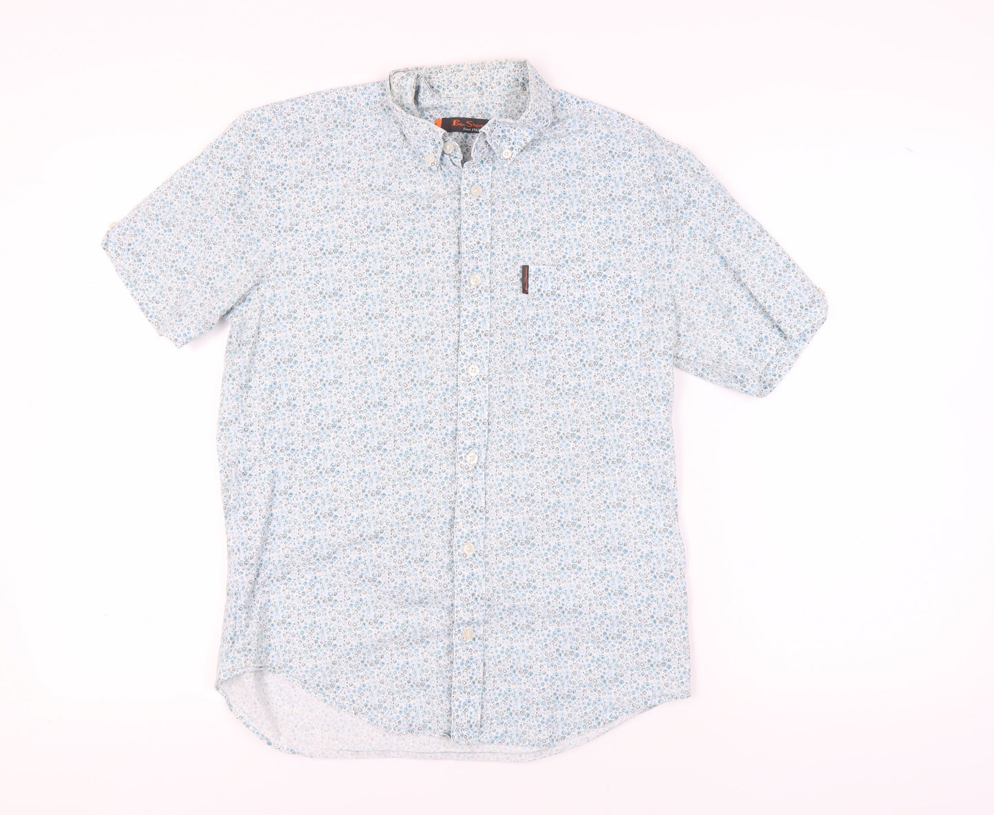 Ben Sherman Men's Blue Floral Short Sleeve Shirt S