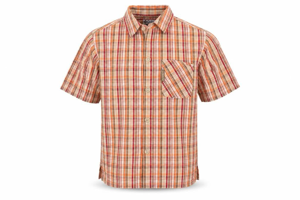 Columbia Boys Orange Plaid Button-Up Shirt 4 Years