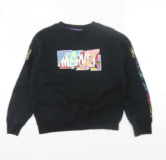 Marks and Spencer Marvel Boys Black Graphic Sweatshirt 10-11 Years