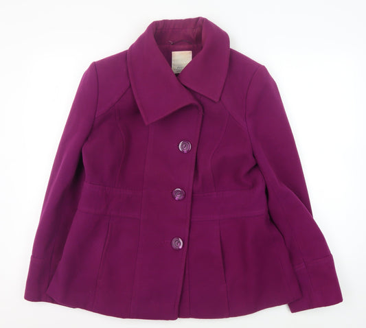 Debenhams Women's Purple Wool Mid-Length Jacket