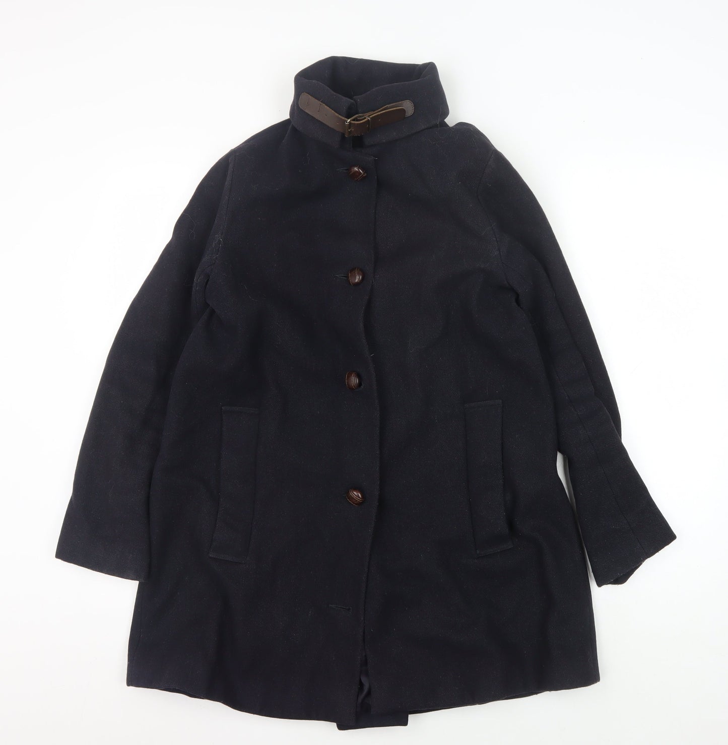 Sessùn Men's Black Wool Overcoat Size S