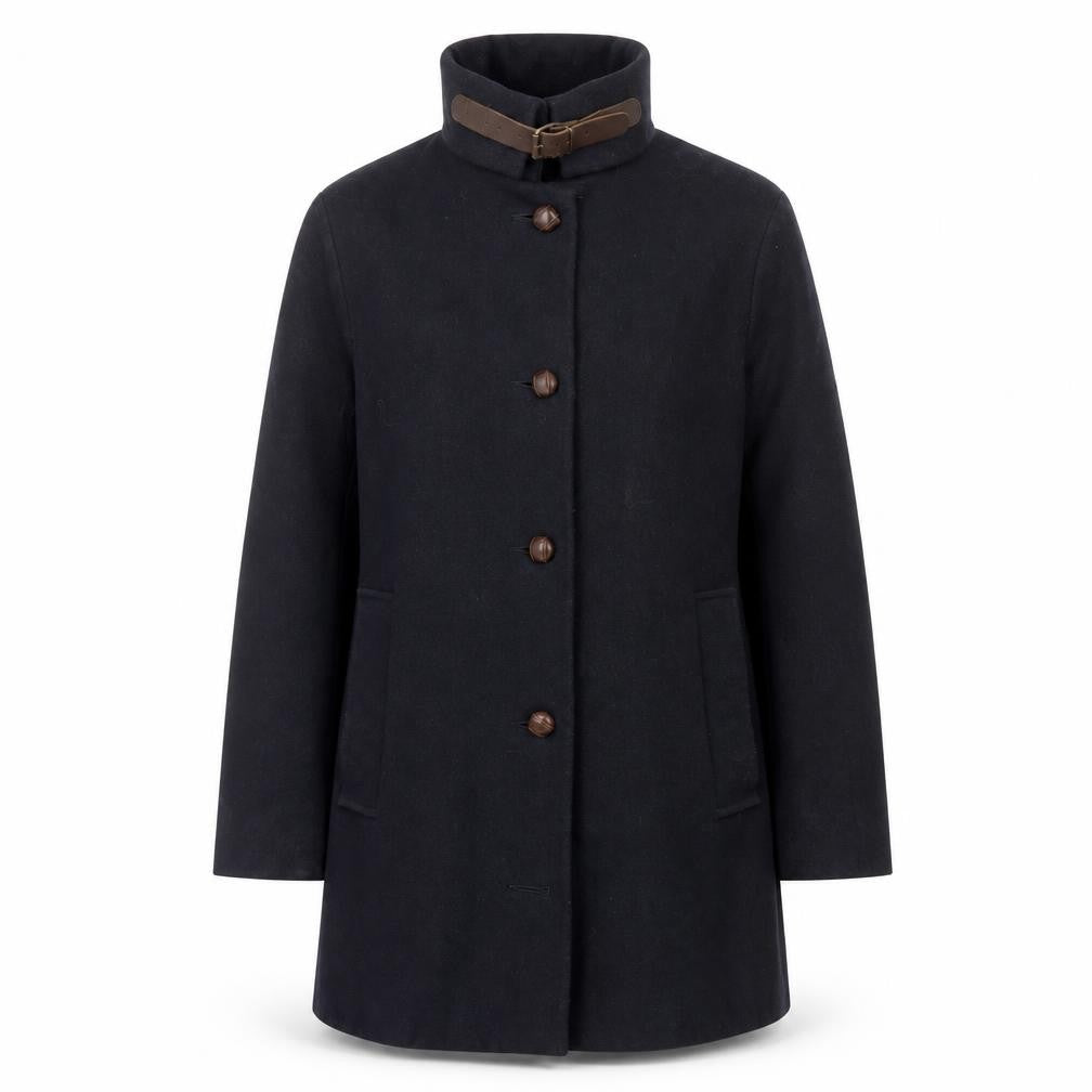 Sessùn Men's Black Wool Overcoat Size S