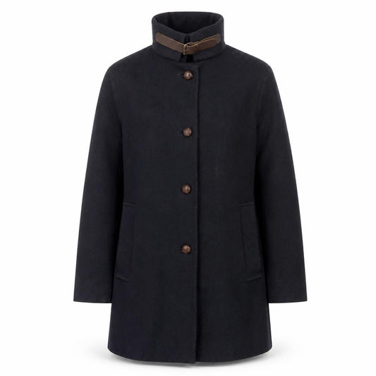 Sessùn Men's Black Wool Overcoat Size S