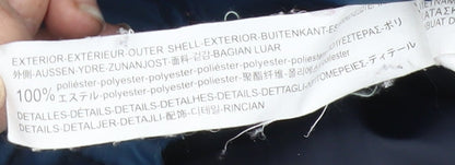 Close-up detail of Zara boys’ blue puffer jacket 4 years hooded sleeveless