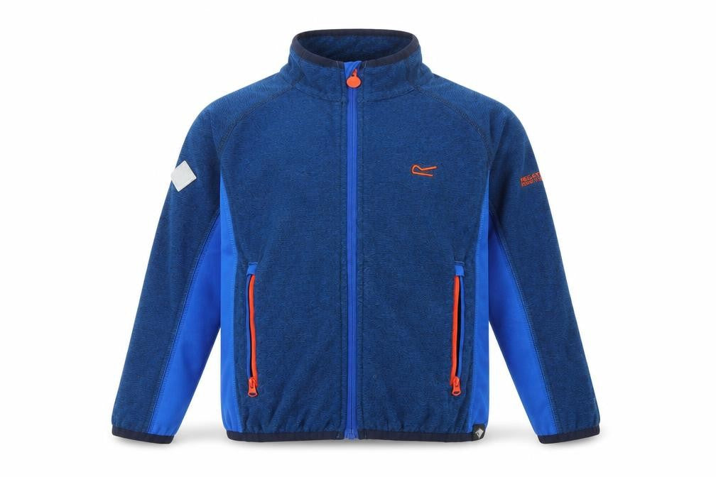 Front view of Regatta boys’ blue track jacket, size 7, years full zip