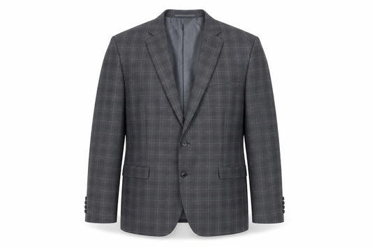 Moss Men's Grey Plaid Blazer Jacket, Size 42R