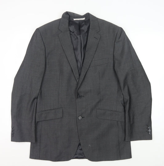 Limehaus Men's Grey Blazer, 38 Regular, Wool Blend