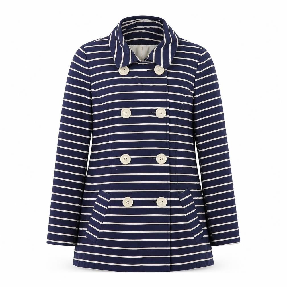 Debenhams Women's Blue Striped Coat Size 12