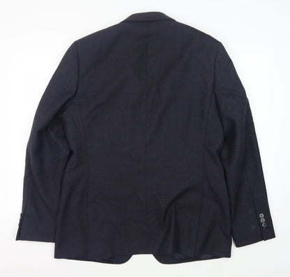 Back view of Jaeger Men's Blue Slim Fit Suit Jacket 42R
