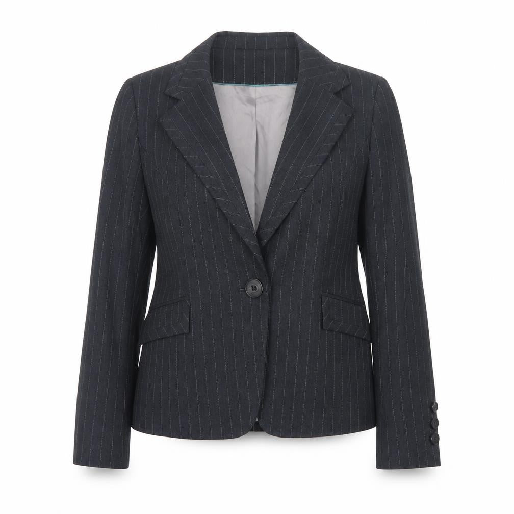 Debenhams Women's Black Petite Pinstripe Blazer Size 12