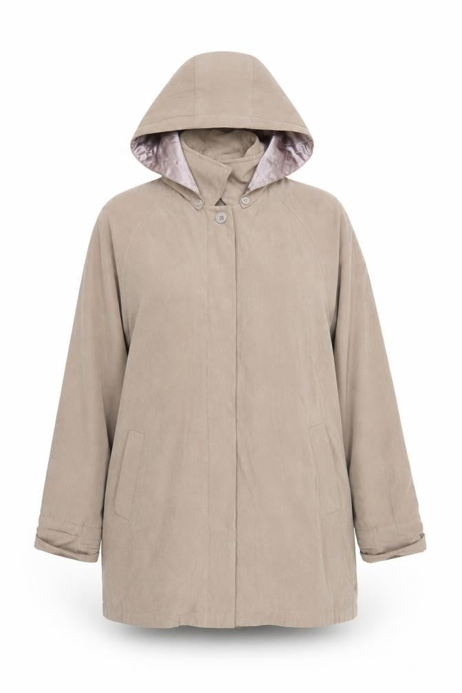 ZONA Women's Beige Hooded Coat Size 16 Button Closure