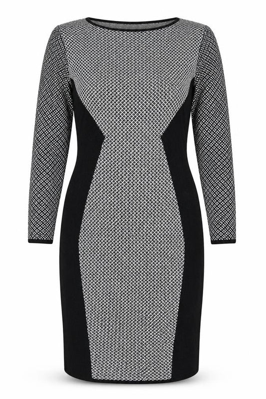 Oasis Women's Black Sheath Dress M Geometric Elegant