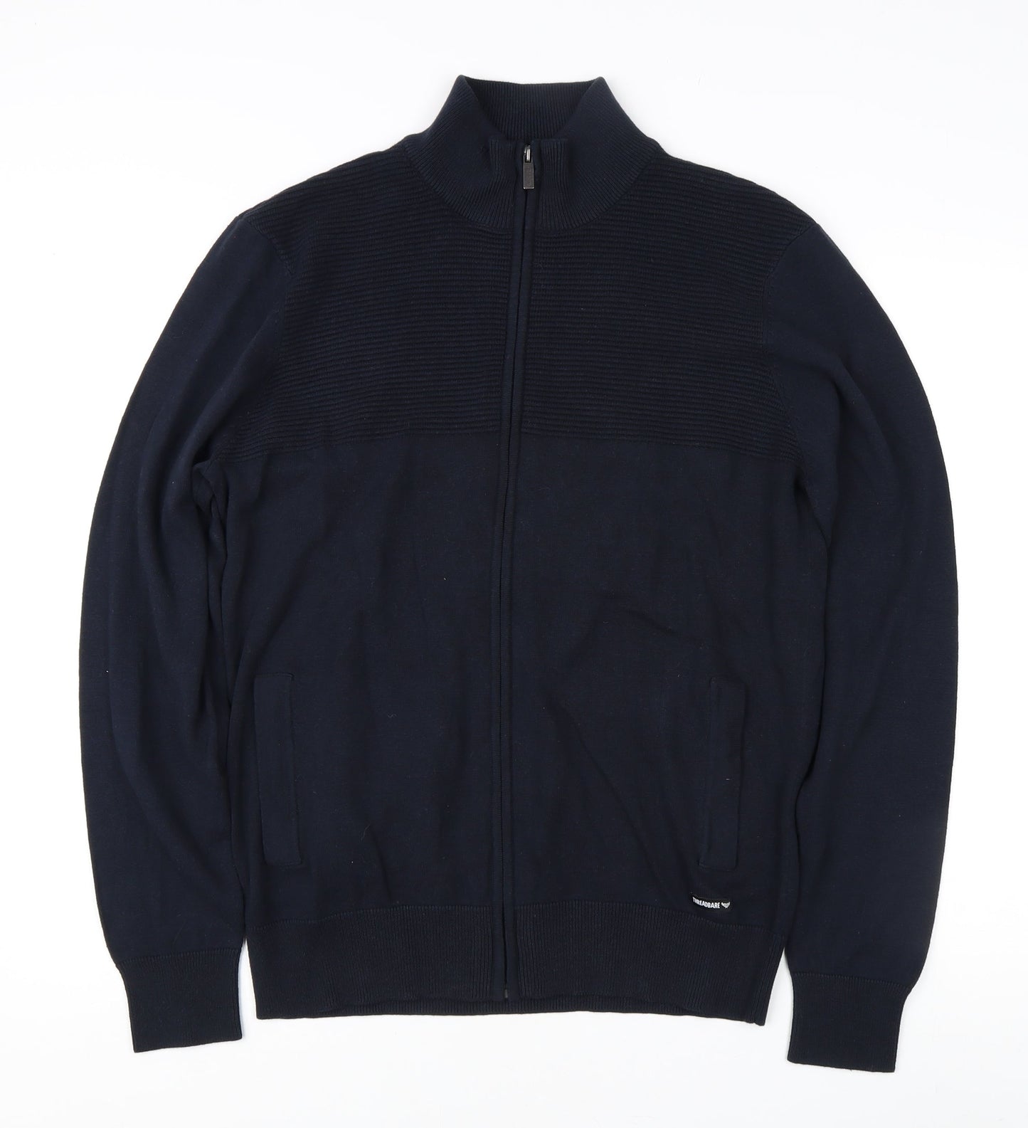 Threadbare Men's Black Medium Knit Full Zip Jacket