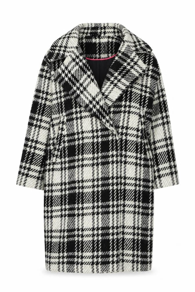 Zara Basic Women’s Black White Check Overcoat XS