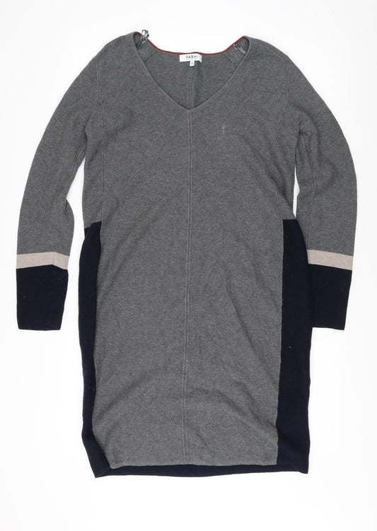 Farhi Women's Grey V-Neck Pullover Jumper M