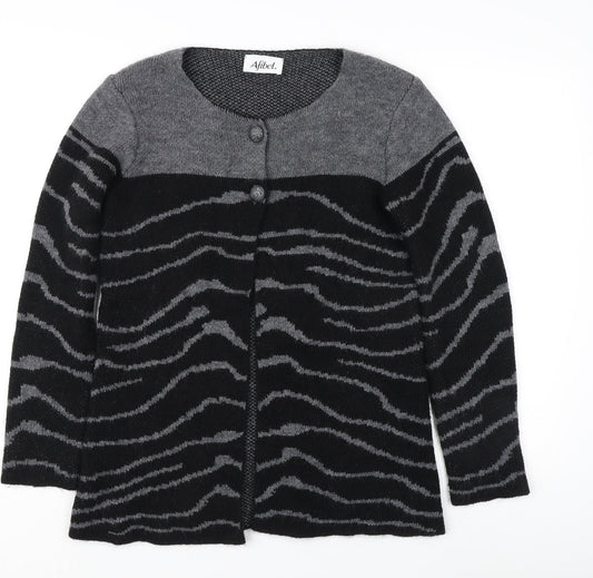 Afibel Women's Grey Black Cardigan, Size 6/S