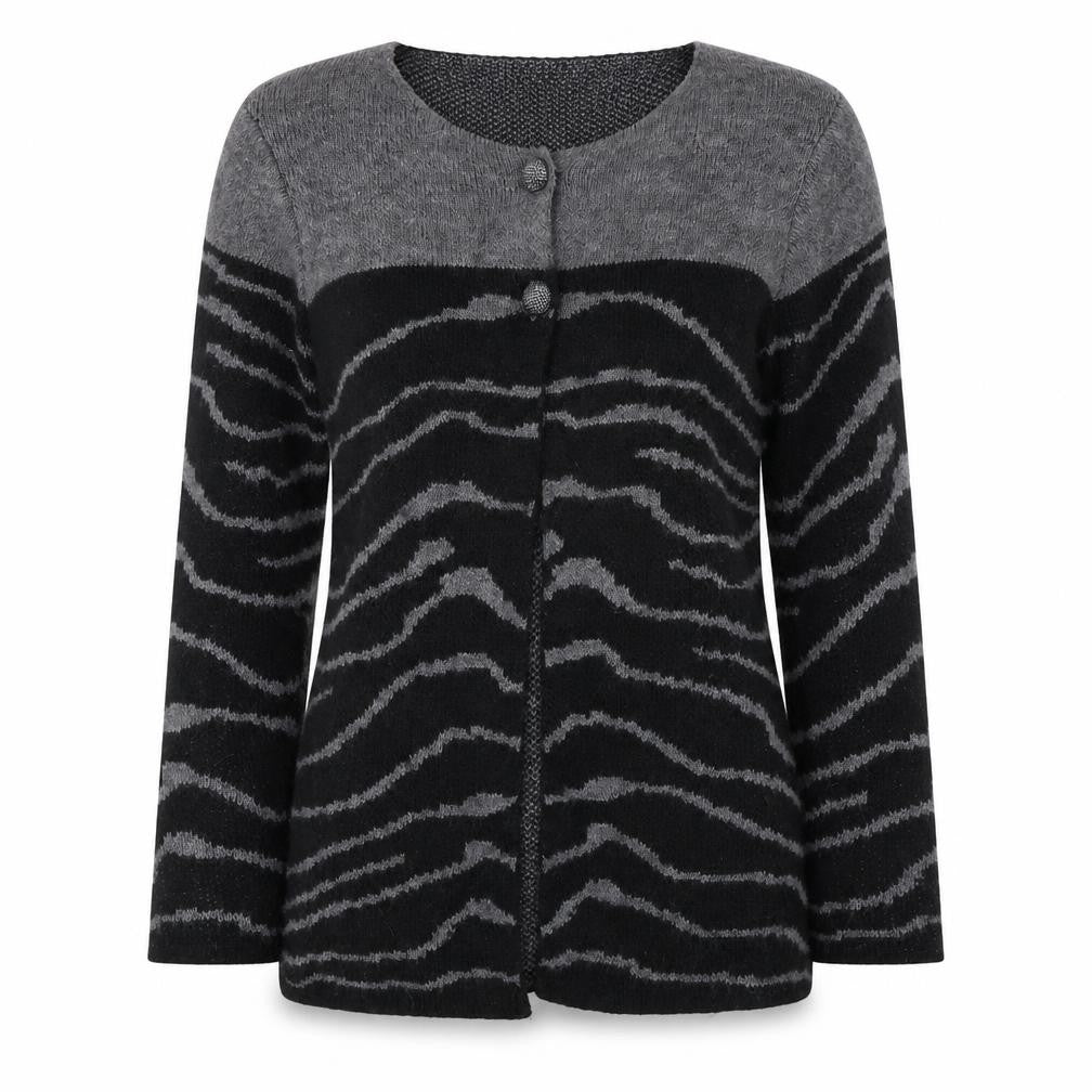 Afibel Women's Grey Black Cardigan, Size 6/S