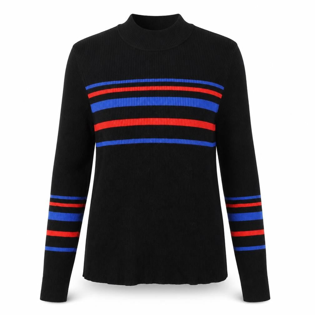 Pimkie Women's Black Striped Mock Neck Jumper M