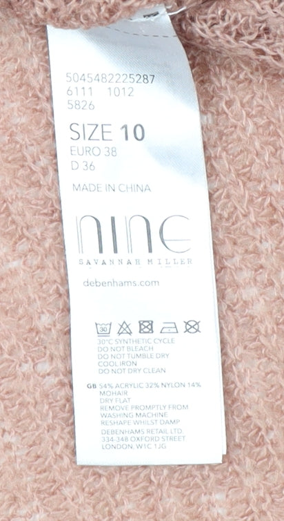 Brand and care label for Nine by Savannah Miller Women's Blue jumper, size 10