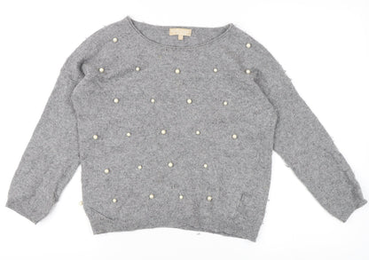 Benedetta B Grey Beaded Women's Pullover Jumper Large