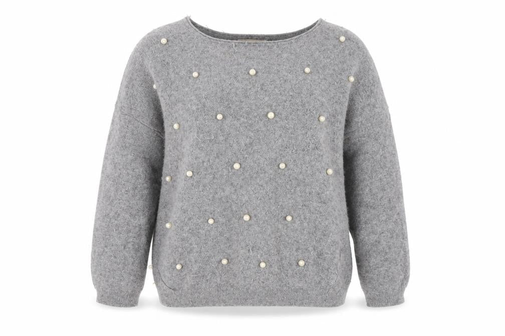 Benedetta B Grey Beaded Women's Pullover Jumper Large
