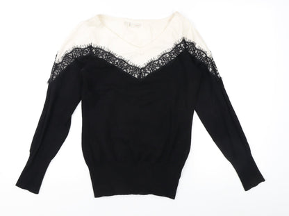 Body Flirt Women’s Black V-Neck Pullover Jumper Size 12