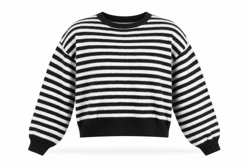 ONLY Women's Black Striped Pullover Jumper Size M