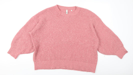 AND/OR Women's Pink Chunky Knit Pullover Jumper L