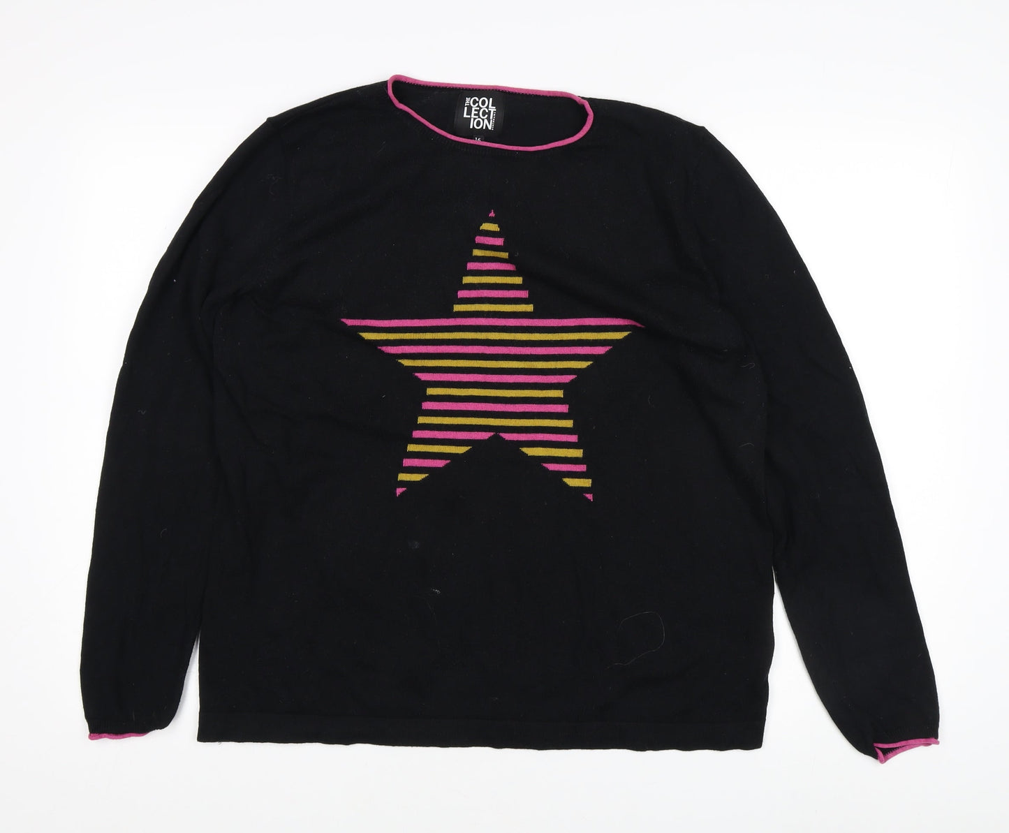 Debenhams Women’s Black Striped Pullover Jumper, Size 16