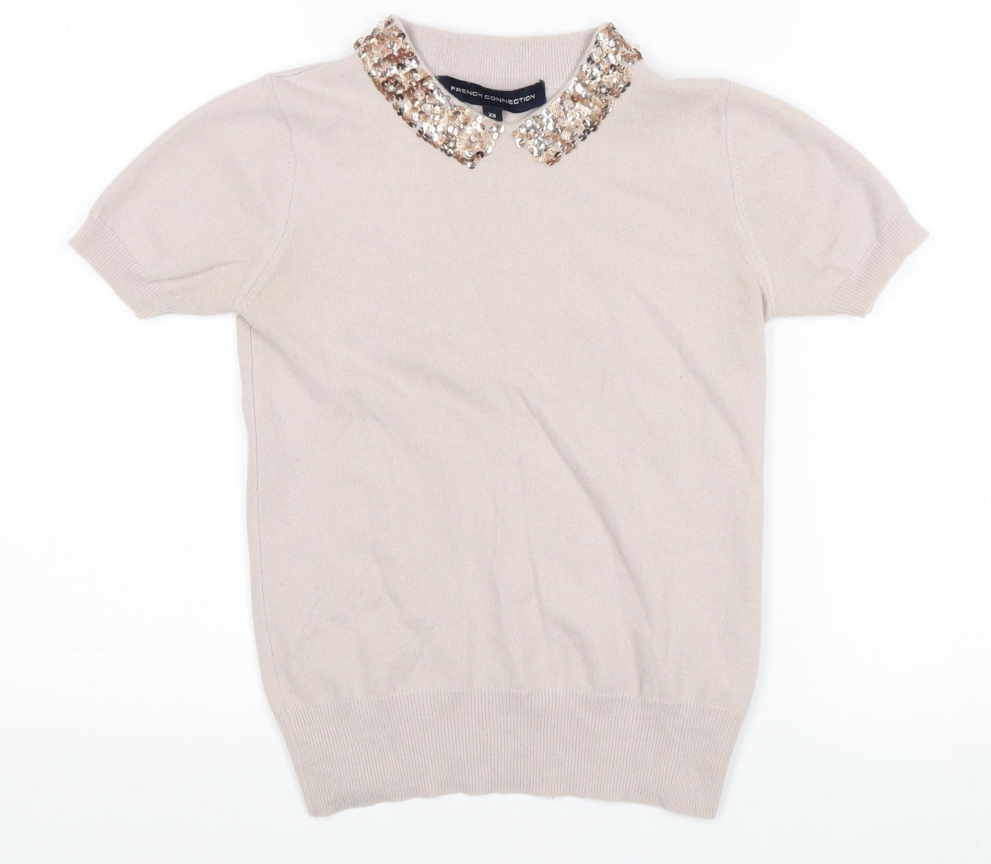French Connection Women's Beige XS Collared Jumper