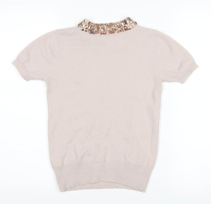 Back view of French Connection Women's Beige XS Collared Jumper
