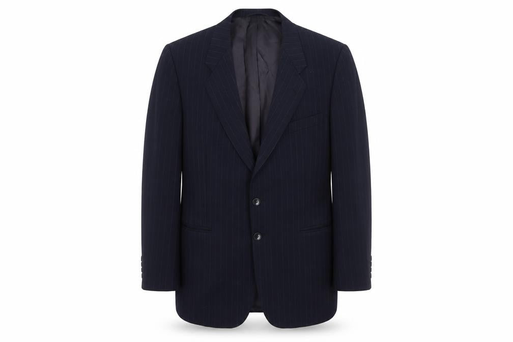 St Michael Men's Blue Striped Wool Blazer Jacket 40R