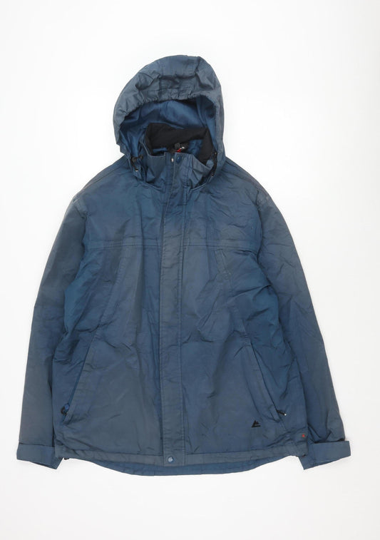 One Valley Men's Blue Parka Jacket M - Hooded, Zip, Casual
