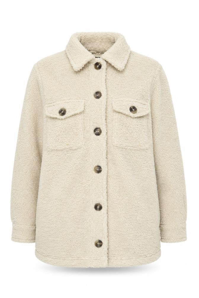 Brave Soul Women's Beige Long Sleeve Teddy Jacket XS