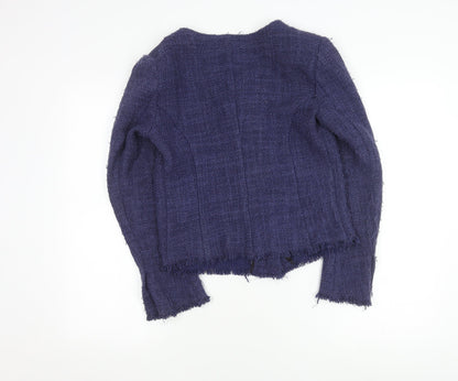 United Colors of Benetton Women's Blue Bouclé Blazer, Size 12, Classic Fit