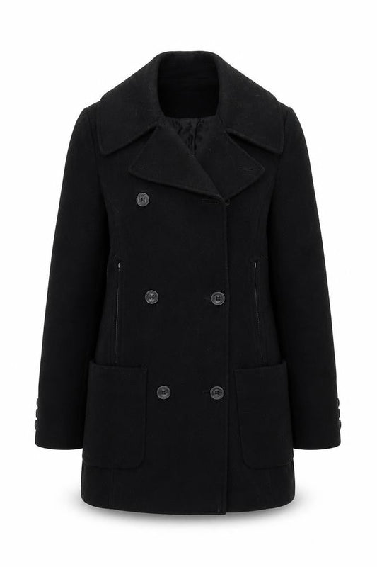 Karen Millen Women's Black Wool Pea Coat Size 6