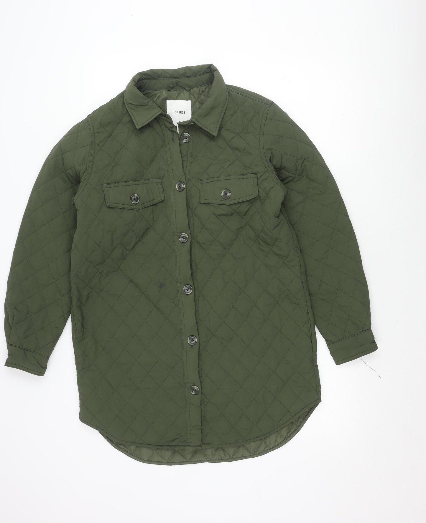 OBJECT Women's Green Quilted Jacket Size 10 Casual