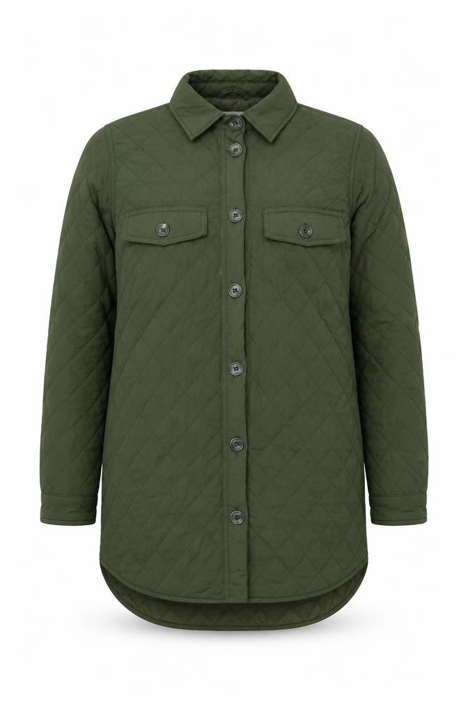 Object Women's Green Quilted Jacket Size 10 Casual