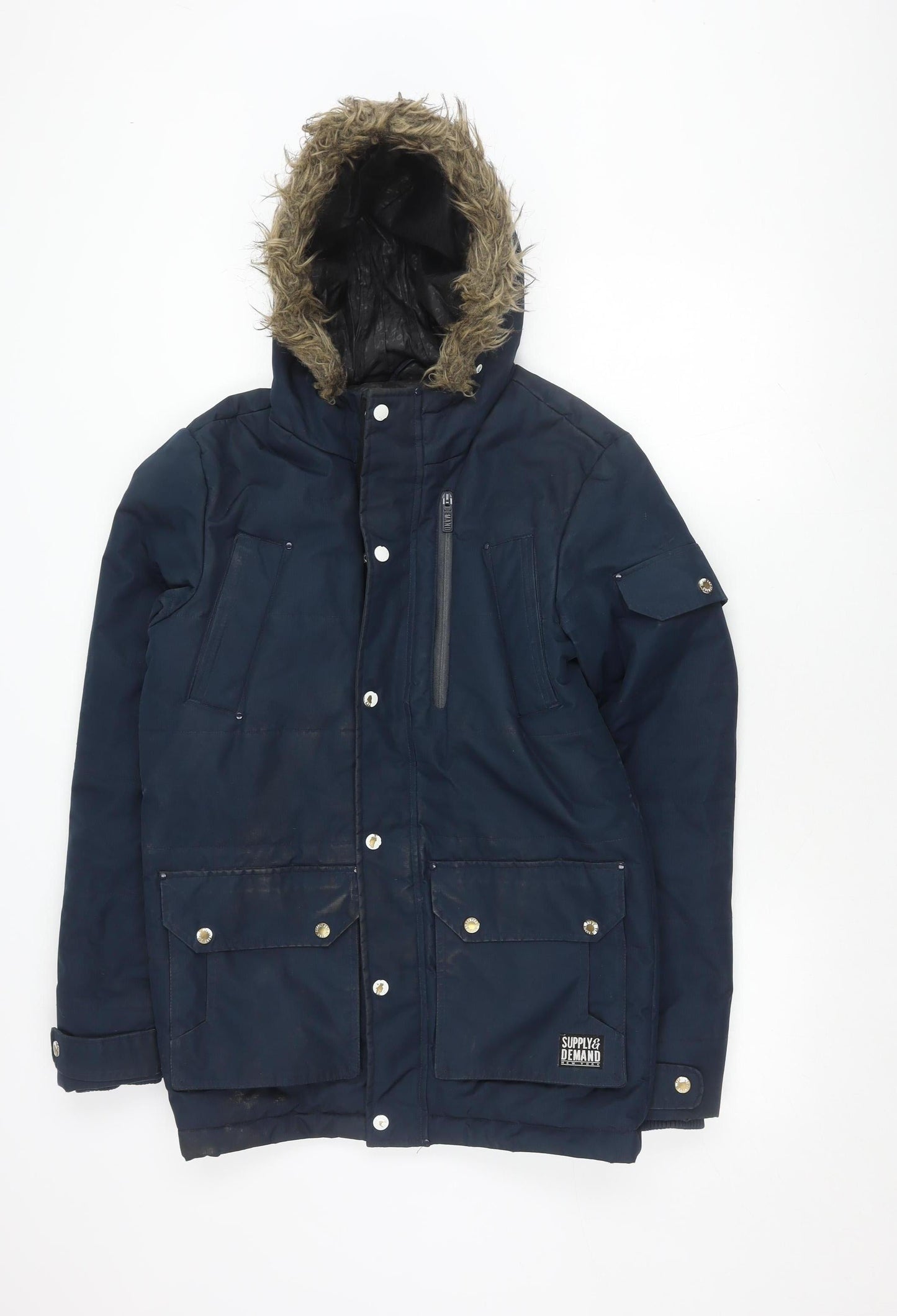 SUPPLY & DEMAND Men's Blue Parka Jacket 2XS