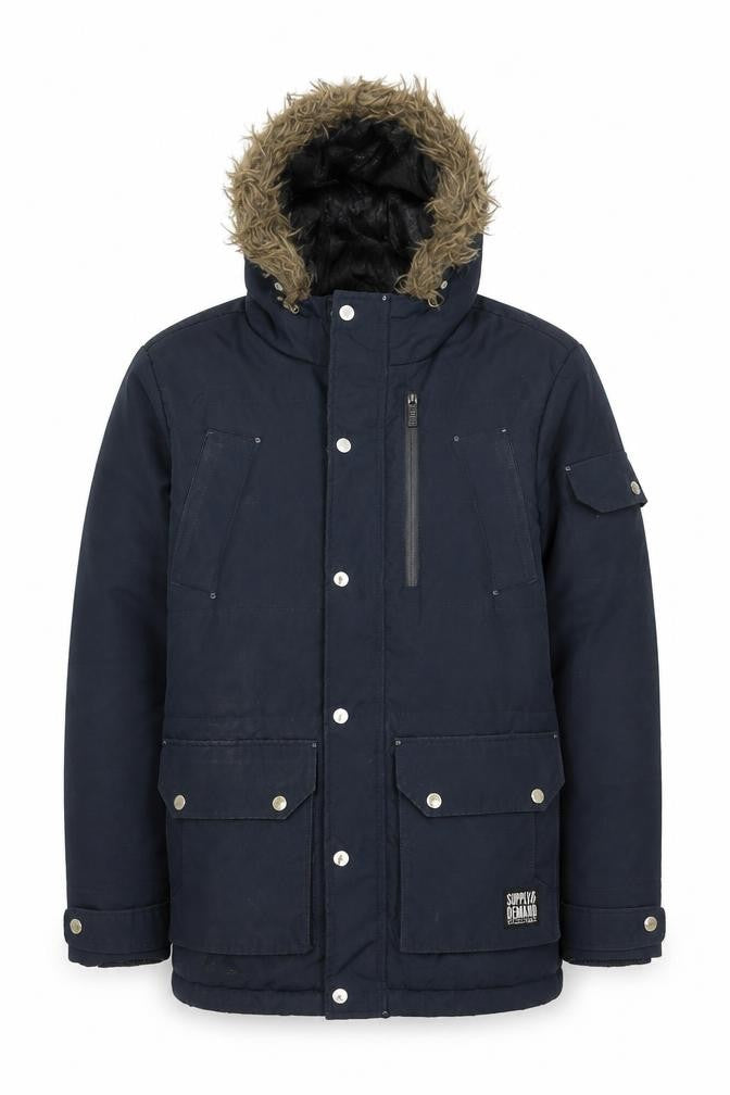 SUPPLY & DEMAND Men's Blue Parka Jacket 2XS